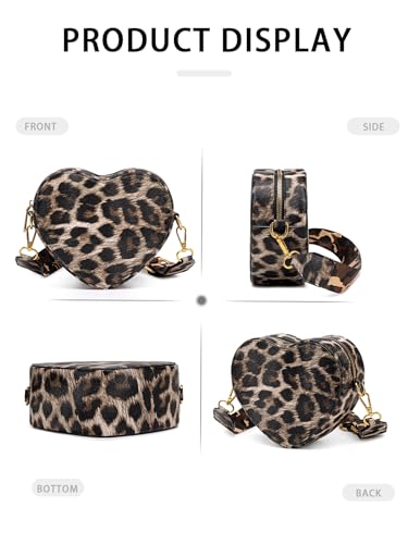 Y2K Style Leopard Print Shoulder Crossbody Bag, Women's Heart-Shaped Bag, Suitable for Daily Casual, Dating, and Party Use4