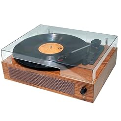WYRMB Record Player,Oak Finish Turntable with Speakers, Bluetooth 5.3 Vintage Style 3-Speed Vinyl Player, Built-in Speakers, Headphone Jack,Brown - Les Beatles, Paul McCartney, John Lennon, RIngo Starr, George Harrison