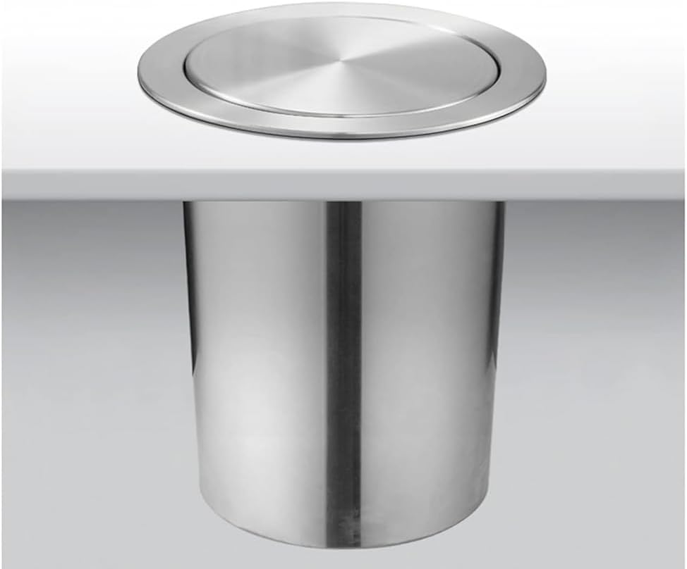 Built-in Trash can with Stainless Steel on The countertop, Swing lid Bucket in The Kitchen, Round Chute, Used for Household Garbage
