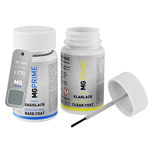 MG PRIME Autolack Lackstift Set für Audi LY7G / Q4 Quarzgrau Metallic/Quartz Grey Metallic Basislack Klarlack je 50ml