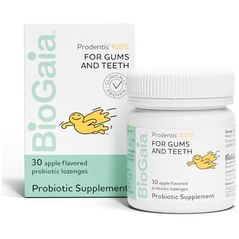 BioGaia Prodentis Kids | Dental Probiotics for Teeth and Gums | Promotes Good Oral Health & Gut Health Too | Oral Probiotics | 30 Apple-Flavored Lozenges | 1-Pack Cover
