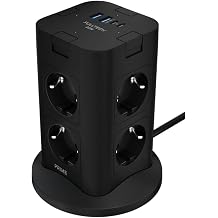 Ak m Korumal  Kule Tipi Priz, 8'li Priz Soketi, 8x Fi  Soketi, 2x Usb Giri i, 2x Type-C Giri i, 20W H zl   arj, Is ya Dayan kl  Yap , 2 Metre Kablo, A r  Gerilim Koruyucu  o alt c  230v/16A/1050j