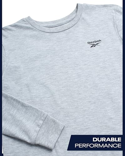 Reebok Boys' Long Sleeve Shirt - 2 Pack Basic Cotton Long Sleeve T-Shirt - Crewneck Tee for Boys (8-14)2