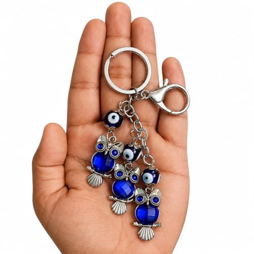 Image of GJ Premium Turkish Evil Eye Keychain for Car, Bike & Home | Nazar Protection Keychain, Good Luck Charm | Spiritual Metal Key chain for Men & Women