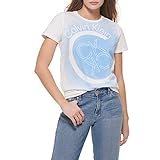 Calvin Klein Women's Sportswear Essential Everyday Cotton Span Jersey T Shirt, Iceberg MLTI SW9 W/ICU Logo, Small