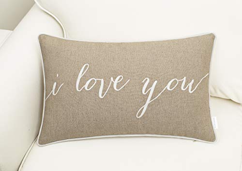 Eurasia Decor I Love You I Know Set Of 2 Pcs Embroidered Decorative Lumbar Accent Throw Pillow Cover - For Couple, Bedroom, Wedding Gift - 12X20 Inches, Linen #TOP1