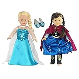 Emily Rose Fits 18' American Girl Dolls | Princess Elsa and Anna Inspired Outfit Set | 18 Inch Doll Clothes Dress Costume Gown