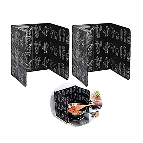 DREANNI 3 -Seiten -Spitzer Ölbarriere, Isoliertes Anti -Splatter -Schildschutz, Hochtemperaturbeständige Aluminiumfolienbrett, Küchenkochen Braten Ölschildschirmabdeckung, 2 Teile