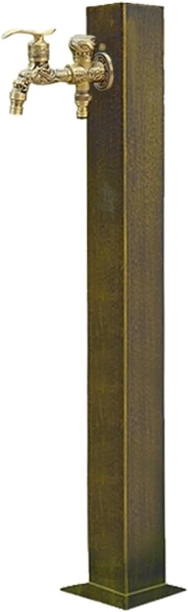 Outdoor Floor Mount Water Tap, Retro Water Column, Stainless Steel Garden Water Column, Freeze Proof Outdoor Dual Faucet, Used for Garden Irrigation and Watering(80cm/31.5in)