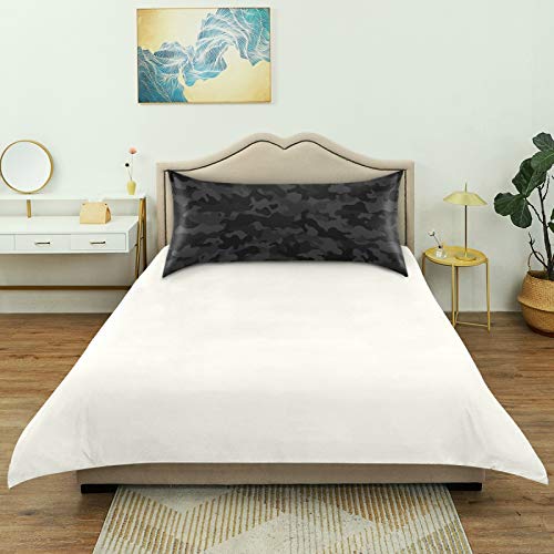 Attx Black Camouflage Pillowcase With Envelope Closure For Hair And Skin, Soft Breathable Smooth Both Sided Cooling Silk Pillow Cover(King 20''×40'',1Pcs) #TOP3