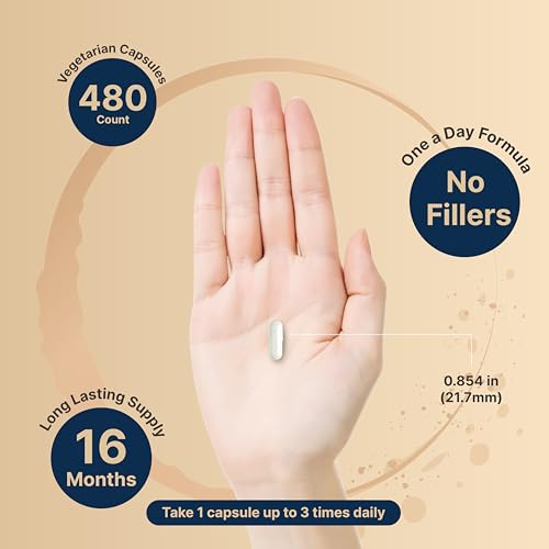 Image of Pure Magnesium Glycinate 500mg with Fat Soluble Vitamin C, 480 Veggie Capsules (2 Pack) - 100% Chelated & Purified - 3rd Party Tested, Filler Free, Vegan Friendly, Non-GMO