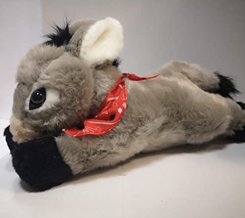 Âne d'env. 28 cm avec bandana rouge - Super mignon - Âne gris - Doudou en peluche