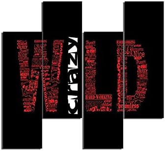 Homemania Wild 4-Piece Picture – Living Room Room – Multi-Coloured MDF – 76 x 0.3 x 50 cm