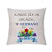 Funda de cojín de Hermano Fundas de Almohada Divertidas Apreciar el Regalo de cumpleaños Navidad Graduación Distancia Recuerdos inspiradores Aunque Sea una gruñón, mi Hermano es un campeón (Tipo 1)