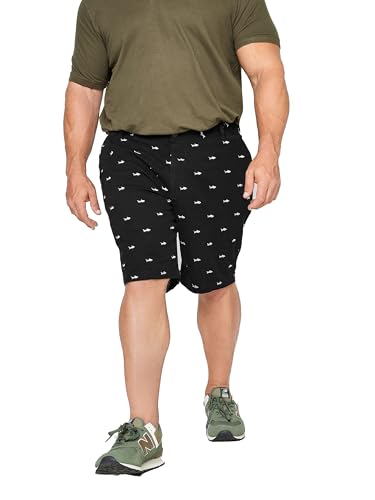BadRhino Big & Tall Shark Embroidered Stretch Chino Shorts - Men's - Plus Size Curve Black