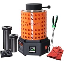 TOAUTO TRF3000 Resistance furnace 1+3KG Gold Melting Furnace 1800W 2102F Digital Smelting Furnace Kiln Kit Tool with Graphite Mold for Jewelry Recycling Melt Scrap Copper, Gold, Silver, Aluminum 110V