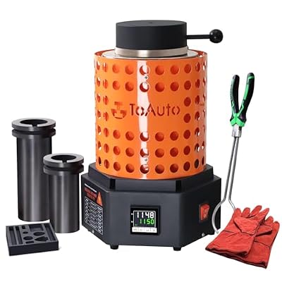 TOAUTO TRF3000 Resistance furnace 1+3KG Gold Melting Furnace 1800W 2102F Digital Smelting Furnace Kiln Kit Tool with Graphite Mold for Jewelry Recycling Melt Scrap Copper, Gold, Silver, Aluminum 110V