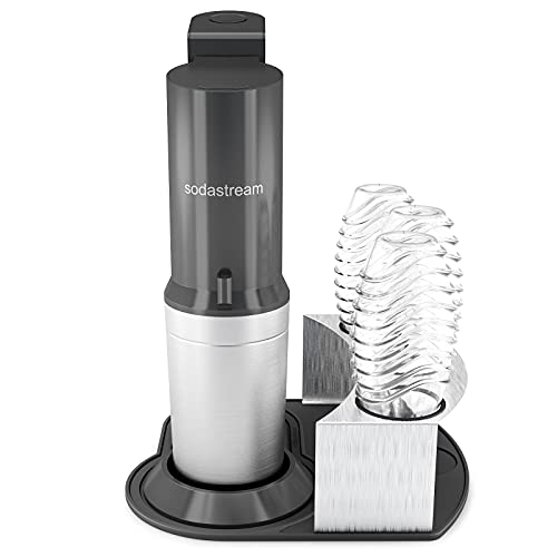 nobellgo Unterlage & Edelstahl Abtropfhalter in einem – kompatibel mit SodaStream Crystal – rutschfest & wasserabweisend – Schwarz, Zubehör