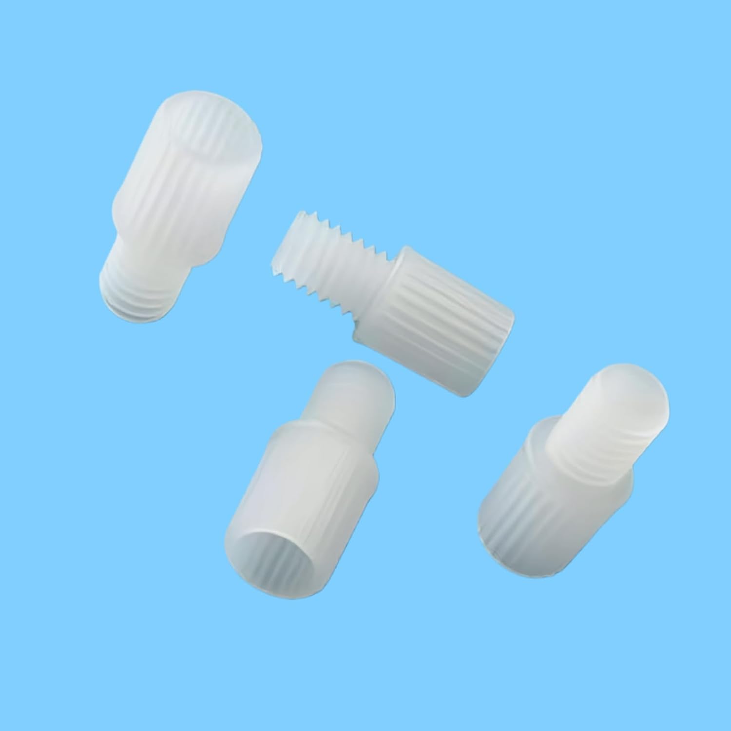 Super Flangeless Fittings, Standard Knurl, Short, Natural PEEK/PVDF/PP, 1/16 in or 1/8 in OD Tubing, 1/4-28 or M6 Flat Bottom Male Threaded 10/PK (PP, for 2.0-3.2mm, 1/4-28UNF)