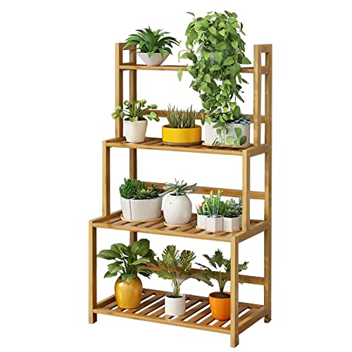 Supporto per piante in bambù a 4 ripiani, altezza 103 cm, autoportante, supporto per vaso da fiori e mensola a scala, per soggiorno, balcone, veranda, ufficio e giardino, elegante espositore angolare