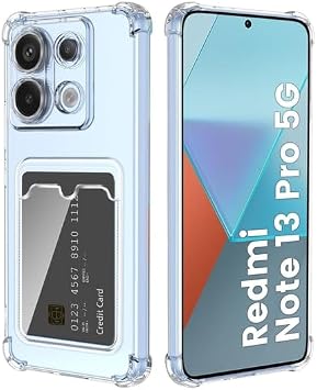 Xiaomi Redmi Note 13 Pro 5G İle Uyumlu Yüksek Kalite Özel Kartlıklı Şeffaf Telefon Kılıfı – Arka Cepli Cüzdanlı Silikon Koruyucu Kapak, Darbe Emici Esnek TPU, Günlük Kullanıma Uygun SZR03