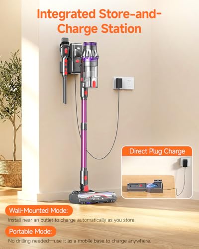 Image of FEPPO Cordless Vacuum Cleaner, Upgraded 70Mins Powerful Vacuum Cleaners for Home with Self-Standing, Touch Screen, Anti-Tangle Stick Vacuum Cordless, Wireless Vacuum for Hardwood Floor /Carpet /Pet Hair