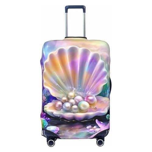 Open Shell With Pearls Elastic Travel Luggage Covers Dustproof Scratch-Resistant Suitcase Protector Fit 22-24 Inch