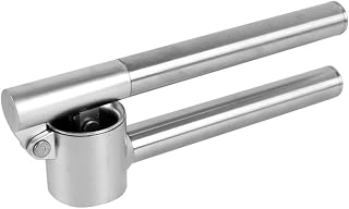 Stainless Steel Garlic Press with 18cm Extended Handle, Riveted Zinc Alloy Chopper for Home Kitchen Ginger Herb Crushing