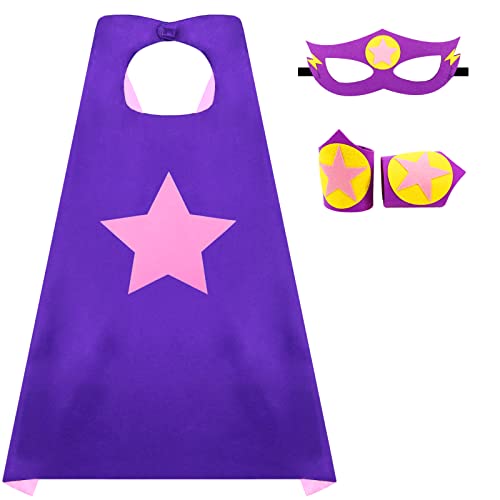 iROLEWIN Reversible Superhero Cape and Mask Costume Set for Kids' Pretend Play