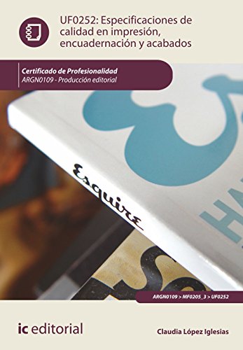 Portada de Especificaciones de calidad en impresión, encuadernación y acabados. argn0109 - producción editorial