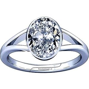 Divya Shakti 5.25-5.50 Carat American Diamond Oval Zircon Gemstone Silver Adjustable Ring for Men & Women