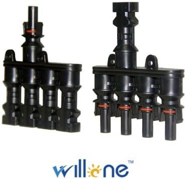 Willone 50 Pairs F/MMMM and M/FFFF Solar Panel MC4 5 to 1 T Branch 30A Solar Panel Connector Cable Coupler Combiner MC4 Panel Cable Connectors