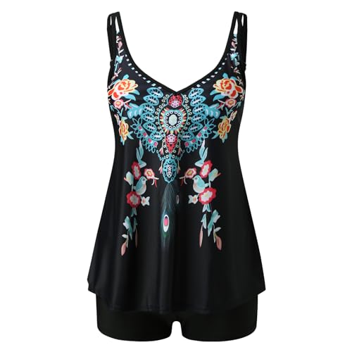 Howstar Tanquíni feminino de 2 peças, plus size, com tiras, acolchoado, ajustável, para verão, praia