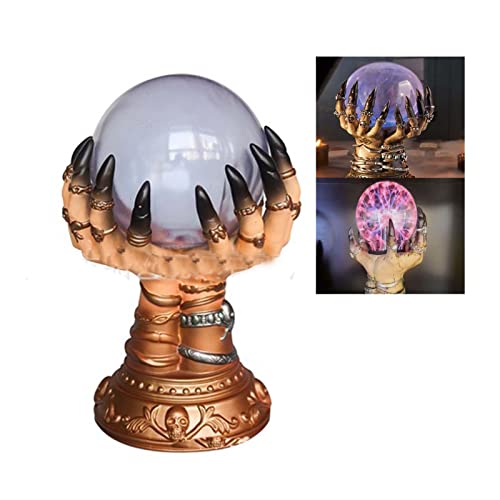 KSUDE Magic Hand Plasma Ball Magic Sensitive Glass Lightning Sphere Sensitive Globe Light USB Fun Scientific Ball Magic Crystal Light Amazing Lamp Decorative Gaget (Blu-ray), 22*15*12cm Cover