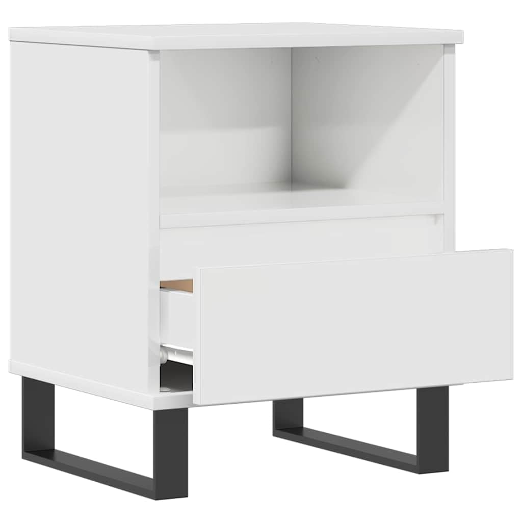 Eleganter Nachttisch mit Schublade und Fach aus Holzwerkstoff, Stabile Beistelltisch mit Metallbeinen und Feuchtigkeitsbeständige Oberfläche für Wohnzimmer und Schlafzimmer