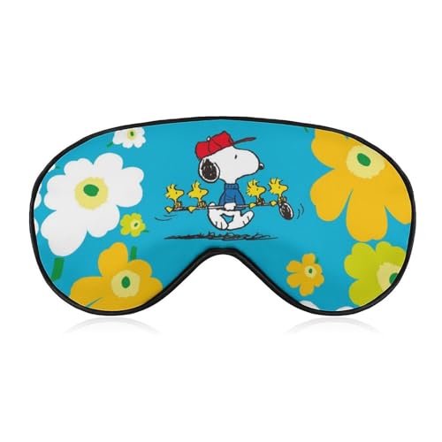 スヌーピー 花柄 ブルー アイマスク 睡眠アイマスク 目隠し 睡眠用 安眠グッズ 遮光 軽量 通気性 寝る時マス ク昼寝/仮眠/旅行に最適