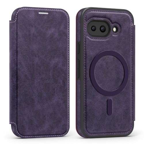Étui Google Pixel 9 anti-piratage RFID violet à rabat en cuir pour éviter les rayures
