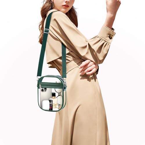 Image of Fibrdoo Clear Crossbody Purse Bag, Clear Bag Stadium Approved with Front Pocket for Concerts Sports Festivals