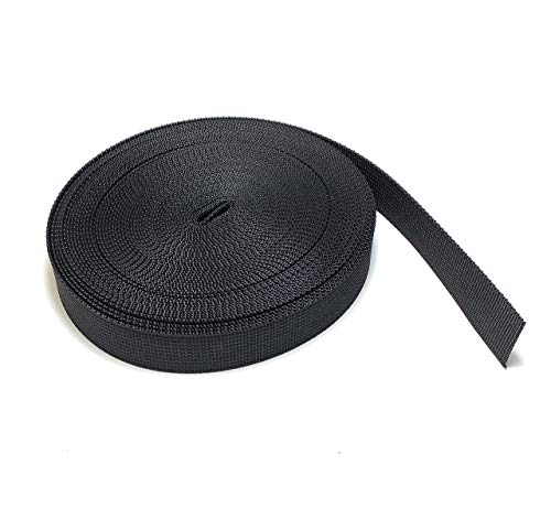On1shelf Fettuccia larga 20 mm in nylon resistente in polipropilene nero, 10 m (20 mm)