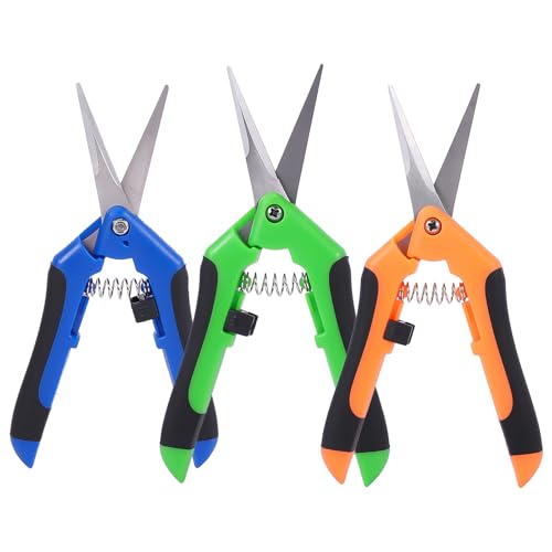 Vexnaro Tijeras de Podar Jardin 3 Piezas, Tijeras de Jardineria Acero Inoxidable con Cuchillas Rectas y Mango Ergonomico, Tijeras de Mano para Plantas Flores Frutas y Hortalizas con Cierre Seguridad