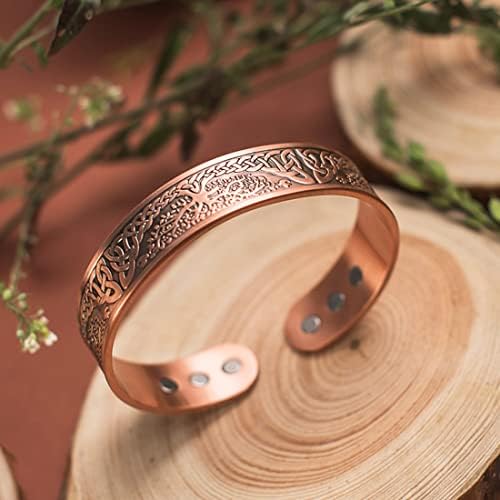 Vicmag Copper Magnetic Bracelet for Men 3500 Gauss Magnets Brazaletes 100% Solid Pure Copper Jewelry Cuff Bangles (Adjustable Size with Gift Box,Tree)
