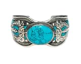Notched Blue Stabilized-Turquoise Adjustable Cuff Bracelet | Mosaic Jewelry for Men & Women