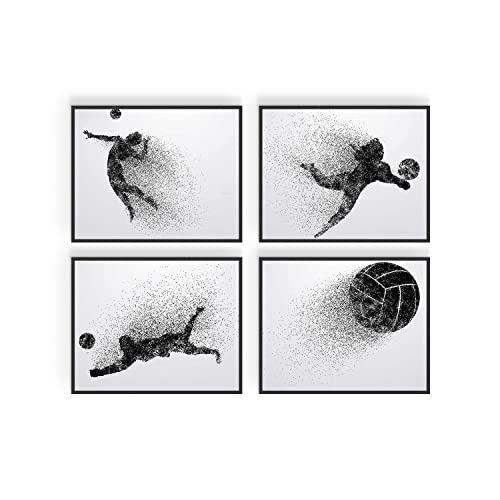 Summit Designs Volleyball Wall Art Prints - Silhouette – Set Of 4 (8X10) Poster Photos - Bedroom - Man Cave #TOP22