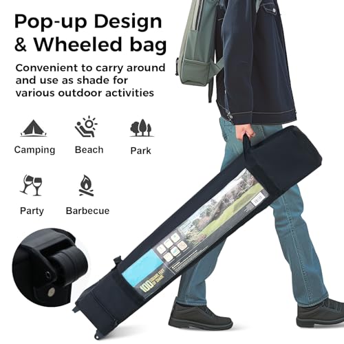 GREEN PARTY 10x10 ft Pop Up Canopy Tent, Easy Up Instant Outdoor Canopy with Vented Top, Straight Legs, Wheeled Carry Bag, 4 Ropes & 8 Stakes - Green - Thumbnail 2