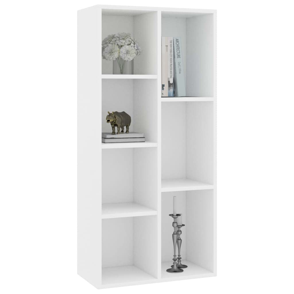 Libreria bianca, 50 x 25 x 106 cm, in legno con 7 ripiani, per soggiorno, ufficio, cameretta dei bambini, corridoio, organizer