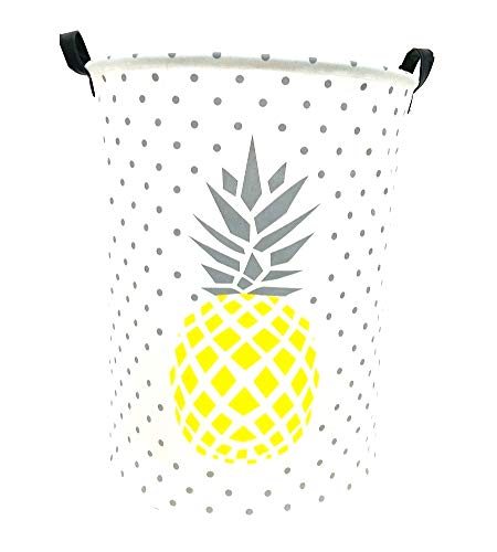 TIBAOLOVER 19.7" Large Sized Waterproof Foldable Laundry Hamper Bucket,Basket for Toys,Kids Room,Storage Bin,Nursery Storage,Canvas Storage Basket Stylish Cart (Yellow Marble Pineapples)