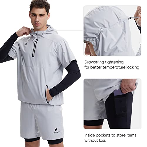 Hotsuit New Released Summer 2 In 1 Sauna Suit For Men, Stretchy Shorts Suit, Grey,M #TOP27