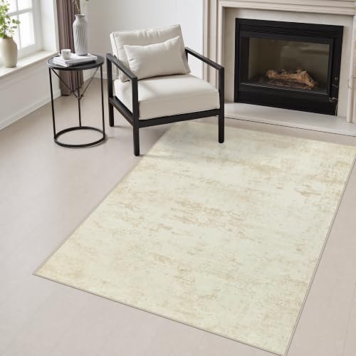 FXRHLP Area Rug Living Room: 3x5 Modern Washable Indoor Soft Carpet Beige | For Hallway, Bedroom, Kitchen, Laundry, Bathroom,Door Mat,Modern Abstract,Machine washable,Non-Slip,Stain Resistant,Indoor