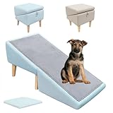 Split Ottoman Dog Ramp, Folding Pet Ramps Stairs for Couch, Pet Ramps Stairs for Small and Large Dogs, Holds up to 220 lbs (Blue, One Size)
