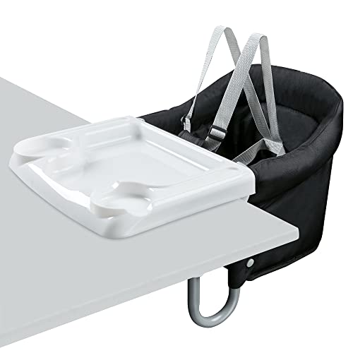 Little One Hook On High Chair With 5-Point Harness And Tray - Portable Baby And Toddler Clip On Feeding Seat For Dining Tables Or Restaurants – Folds Flat For Easy Storage Or Travel (Black) #TOP1